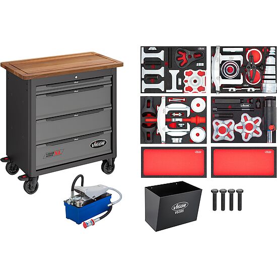 Mobile work bench Series XL with specialty tool assortment