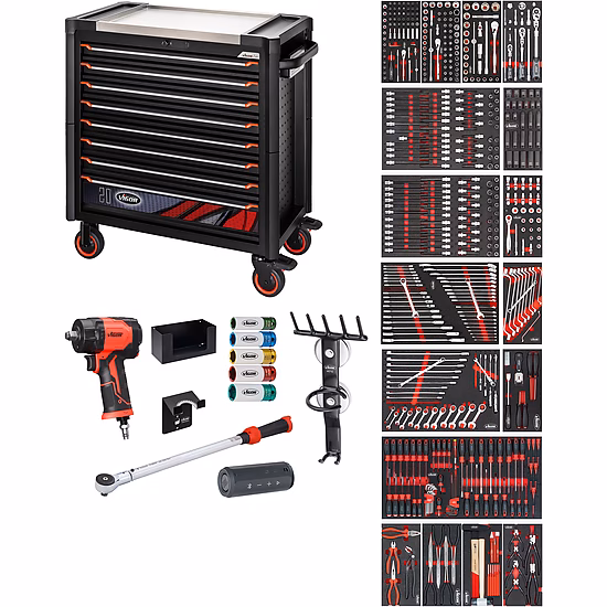 Tool trolley series XL ∙ anniversary ∙ stainless steel worktop ∙ with assortment