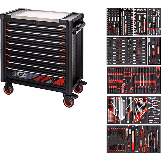 Tool trolley series XL ∙ anniversary ∙ stainless steel worktop ∙ with assortment
