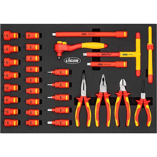 Insulated nut-driver and pliers set