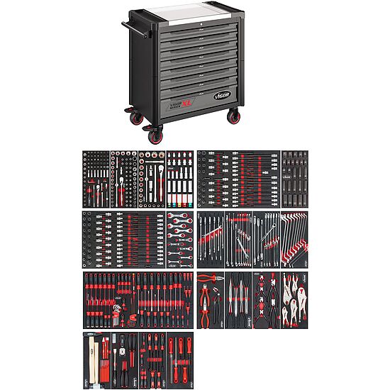 Tool trolley Series XL ∙ stainless steel worktop ∙ with assortment